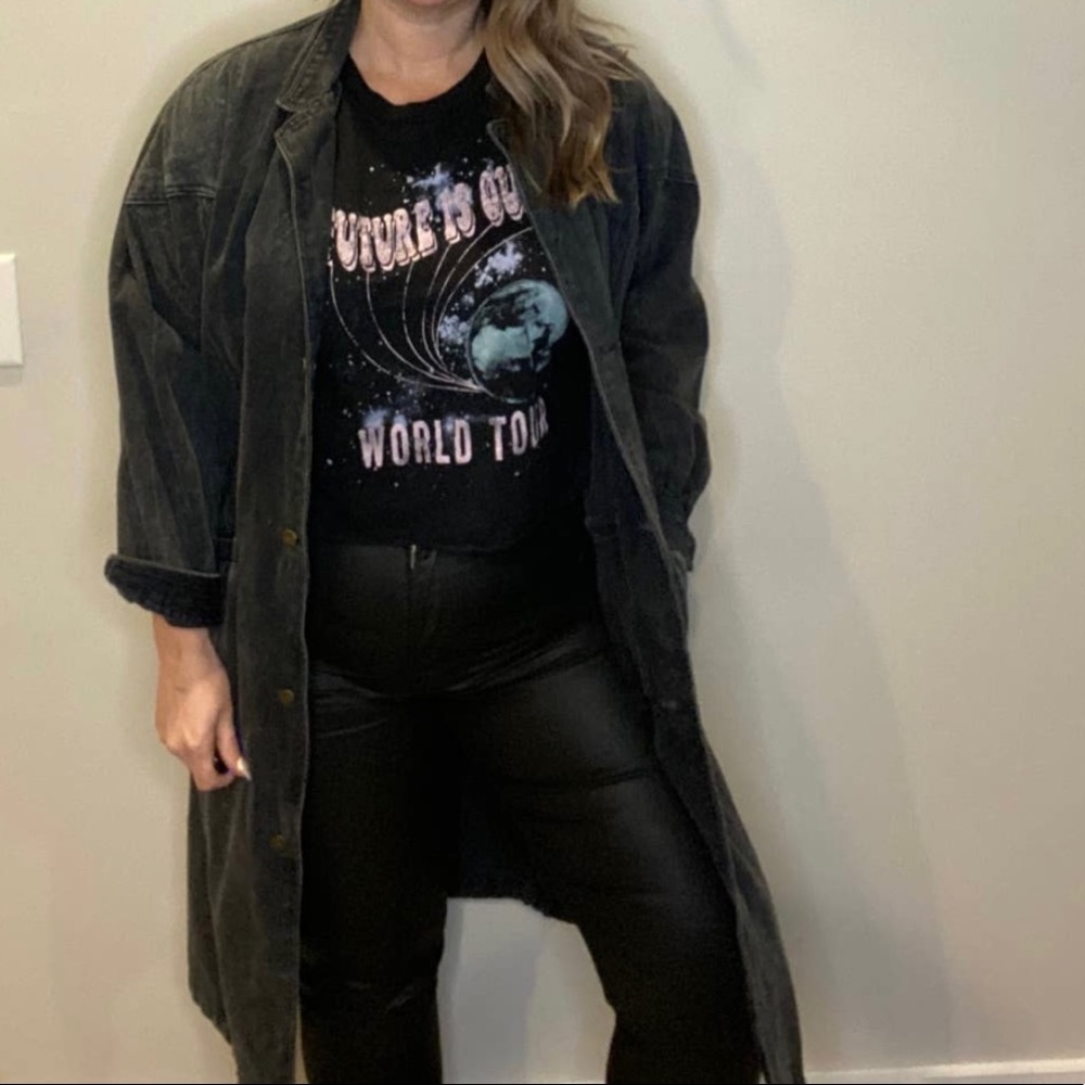 Vintage Blue Zone black denim trench jacket